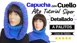 ✅Tutorial Fácil y Completo a 2 Agujas 🌈 Capucha con Cuello Alto a Dos Agujas Lana Matizada [upl. by Brebner]