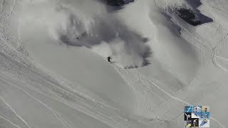 Snowboarding and skis Running from an avalanche [upl. by Einnal]