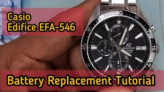 Casio edifice EFA546 Battery Replacement Tutorial  Watch Repair Channel [upl. by Llenrag]