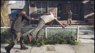 Random Guy Keeps Punching Trevor During Cutscene GTA V [upl. by Erek]