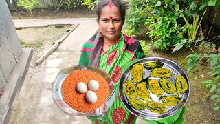 Kochu Pata diye Dim r Dal ar ekta Darun recipe Egg amp Red lentil tasty recipe cooking by my mother [upl. by Morse]