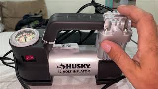 HUSKY 12 VOLT tire inflator REVIEW portable air compressor 937 790 [upl. by Kristoffer491]