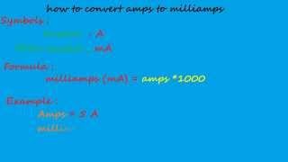 how to convert amps to milliamps  electrical formulas [upl. by Aydidey]