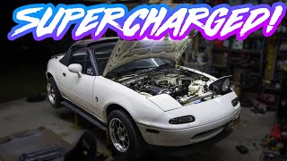 SUPERCHARGER INSTALL  200HP MAZDA MIATA MX5 [upl. by Dnarb]