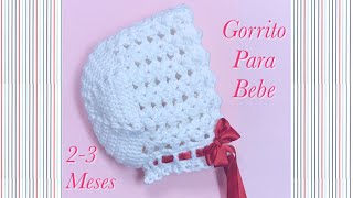 Gorrito o capota para bebe 23 meses en gancho fácil y rápido 114 [upl. by Adolfo667]