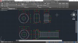 AutoCAD 2D how to draw bolt and nut autoCAD training part1 [upl. by Aratihc253]