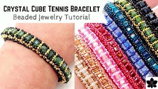 Crystal Cube Tennis Bracelet Beading Tutorial 4mm [upl. by Bliss204]