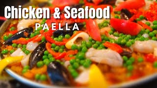 CHICKEN AND SEAFOOD PAELLA RECIPE [upl. by Yoko]