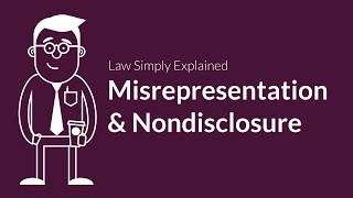 Misrepresentation and Nondisclosure  Contracts  Defenses amp Excuses [upl. by Scoter345]