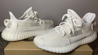 Yeezy 350 V2 Bone Unboxing And Review [upl. by Busiek]