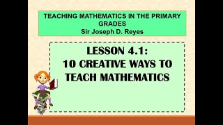 10 CREATIVE WAYS TO TEACH MATHEMATICS  TEACHING MATH IN PRIMARY GRADES [upl. by Call]