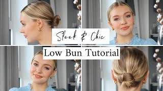 LOW BUN TUTORIAL  SLEEK amp EASY HAIRSTYLE [upl. by Nalyad]