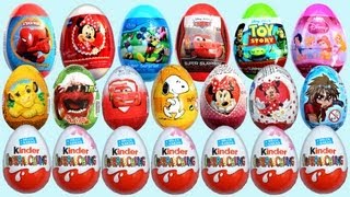 24 Surprise Eggs Kinder Surprise Mickey Mouse Minnie Mouse Cars 2 Disney Pixar [upl. by Lorianne]