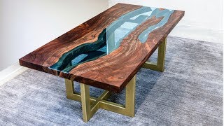 Live Edge River Table  Woodworking HowTo [upl. by Lonna]