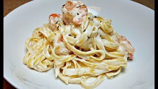 Easy Creamy Pasta Sauce  Creamy Shrimp Fettuccini Pasta Recipe [upl. by Enyt]