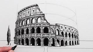 How to Draw The Colosseum in Perspective [upl. by Nolyak488]