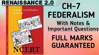 NCERT Class 11 Political Science CH7 FEDERALISM With Notes amp Important Questions [upl. by Lilli]