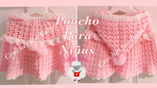 Como tejer poncho para bebé con capucha  capa fácil para niñas  6M 3 años  Crochet for Baby 196 [upl. by Schnurr]