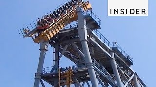 Roller Coaster Tilts At A 90Degree Angle [upl. by Nahpets46]