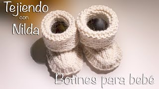 🧶 Cómo tejer botitas para bebé dos agujas  how to knit baby boots needles [upl. by Rebe]