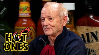 Bill Murray Doesn’t Flinch While Eating Spicy Wings  Hot Ones [upl. by Crowe69]