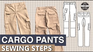 CARGO Pants for Men DIY  Complete Sewing Steps  PDF Patterns Boutique Sew Along [upl. by Ijies]