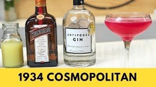 1934 Cosmopolitan Cocktail Recipe  Gin amp Raspberry Syrup [upl. by Vey15]