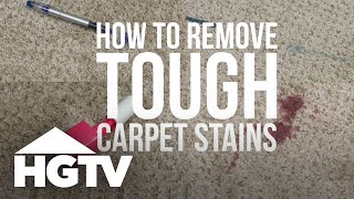 How to Remove Tough Carpet Stains  HGTV [upl. by Sherlocke991]