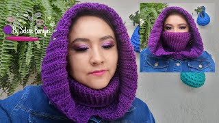 💜Cuello con GORRO tipo capucha 💜crochet [upl. by Unity]