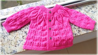 CARDIGAN EN DOS AGUJAS PARA BEBÉS DE 1 A 3 MESES FLORA [upl. by Assele162]