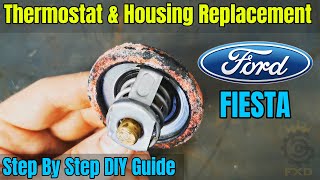 Ford Fiesta Thermostat amp Housing Replacement  How To DIY Change [upl. by Arral941]