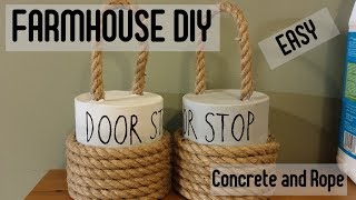 Farmhouse DIY concrete and rope DOOR STOPS [upl. by Benedicto467]