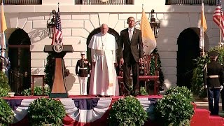 The President Welcomes the Pope to the White House [upl. by Elvie]