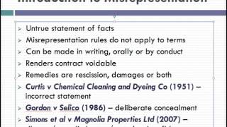 Misrepresentation Lecture 1 of 4 [upl. by Nilrak]