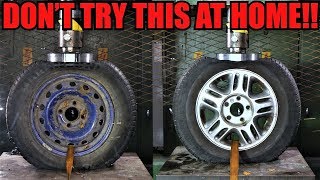 STEEL Vs ALLOY WHEELS Which One Is Stronger Hydraulic Press Test [upl. by Mel]