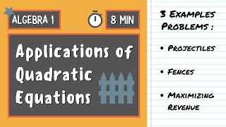 APPLICATIONS FOR QUADRATIC EQUATIONS  Most Common Word Problems  Algebra 1 [upl. by Nuoras]