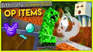 Beating Minecraft But Creeper Explosions Drop OP Items [upl. by Nevyar]