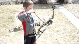 Jonah shooting his new Fuse Freestyle youth compound bow [upl. by Eladnor208]