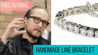 Line Bracelet Tennis Bracelet Goldsmith Tutorial  At The Bench [upl. by Anyt]