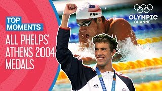 Michael Phelps  All Medal Races from Athens 2004  Top Moments [upl. by Cahan129]