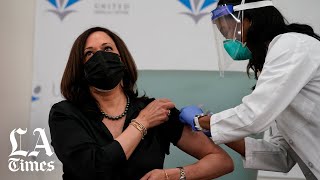 Kamala Harris gets Moderna COVID19 vaccine [upl. by Annawyt]